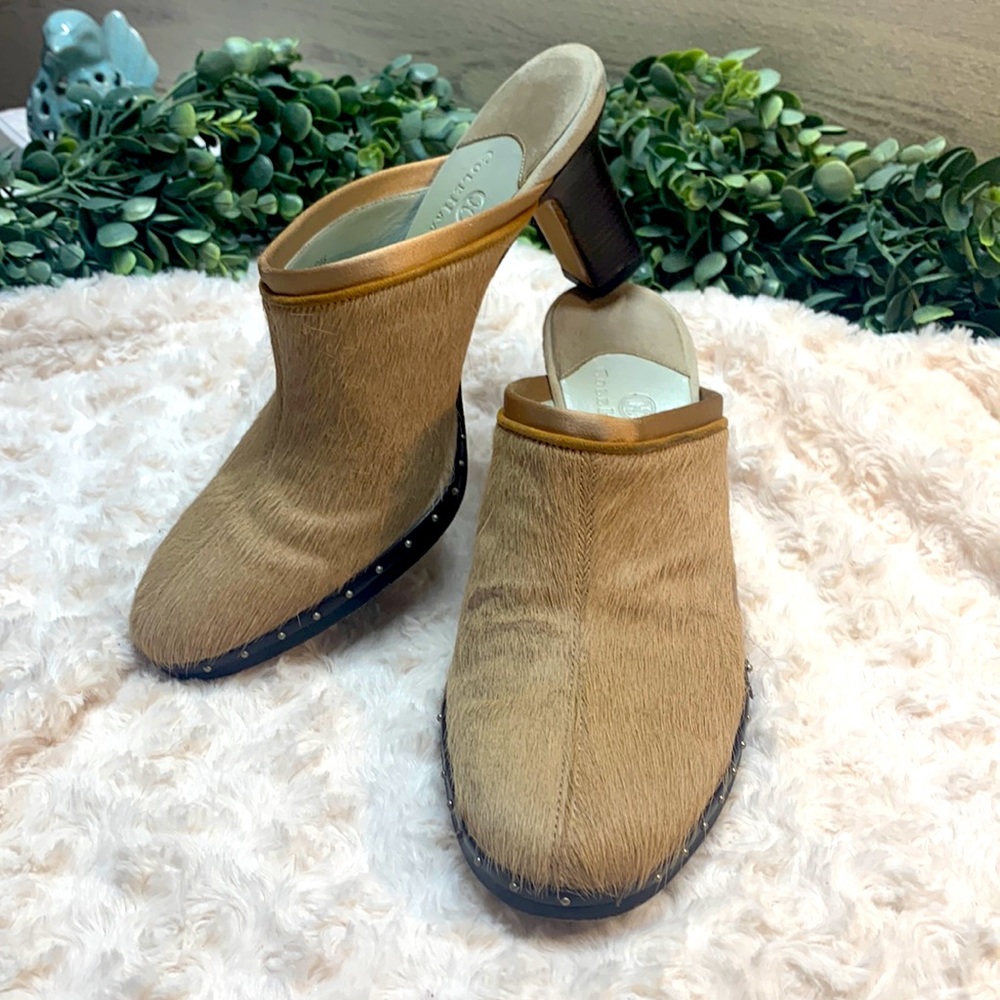 Women Cole Haan tan cowhide slip on heel. Size 7.5.